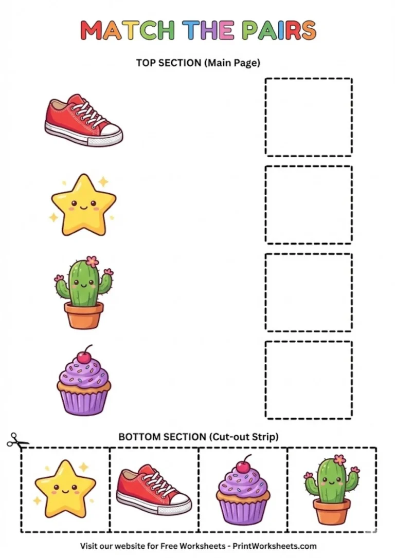 Same and different activities preschool cut and paste matching worksheet