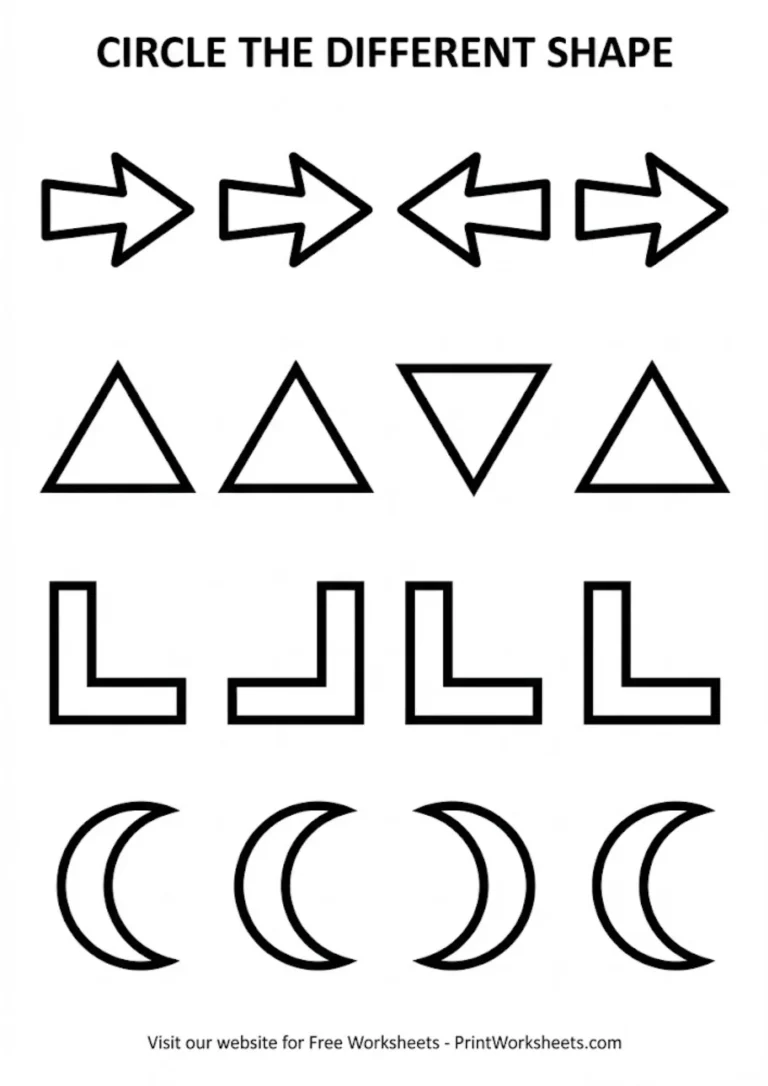 Shape Orientation Logic Worksheet Free printable same and different worksheets for kids shape logic