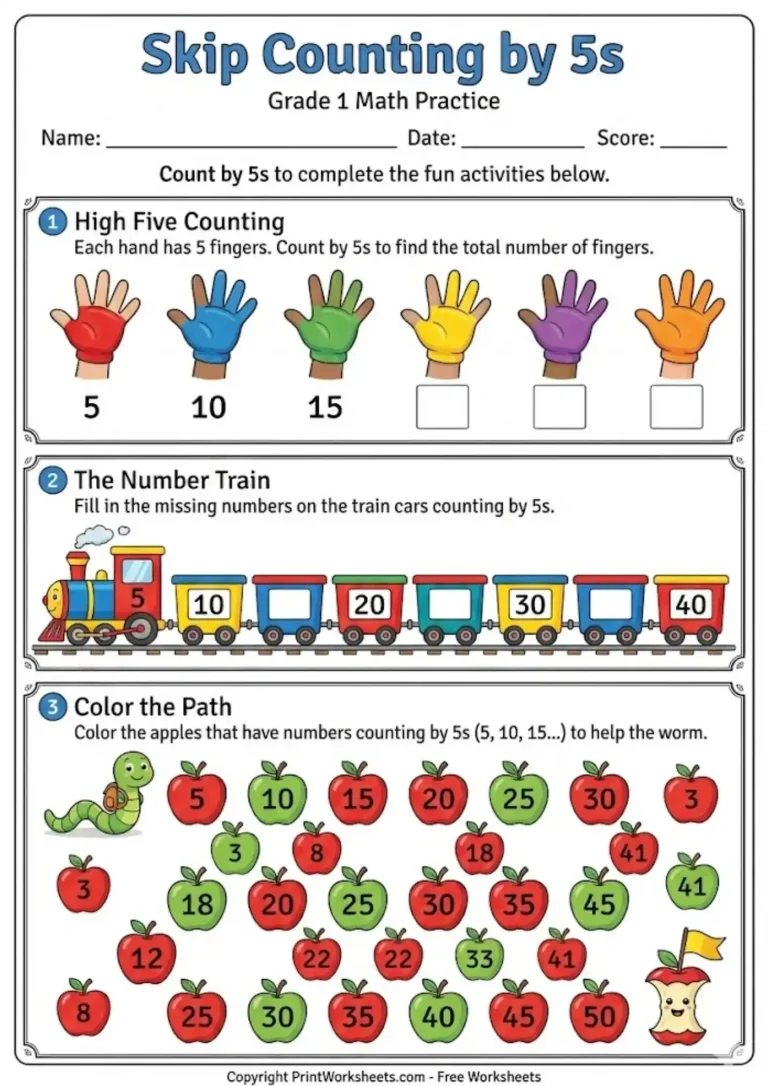 skip-counting-by-5s-worksheet-grade-1 Skip Counting by 5s Worksheet for Grade 1