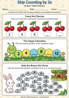 Counting Worksheets Worksheet - 1st Grade Skip Counting by 2s Worksheets (Fun Math Practice) | Free Printable