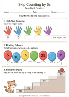Counting Worksheets Worksheet - 1st Grade Skip Counting by 5s Worksheets (Fun Math Practice) | Free Printable