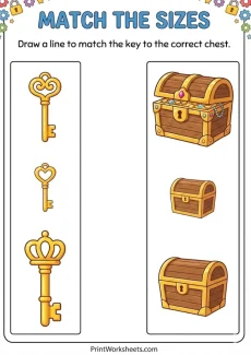 Measurement Worksheets Worksheet - Connect the Pairs: Small Medium Large Worksheets (Matching) | Free Printable
