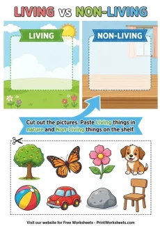 Measurement Worksheets Worksheet - Sorting Science Kindergarten – Living vs Non-Living (Colorful PDF) | Free Printable
