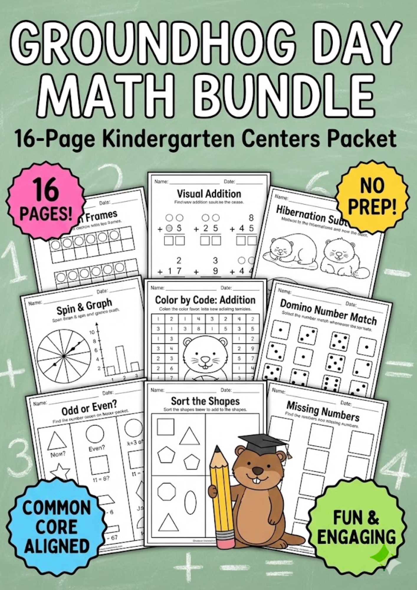 Holiday Worksheets Worksheet - 16+ Free Groundhog Math Worksheets: Kindergarten & 1st Grade Packet | Free Printable