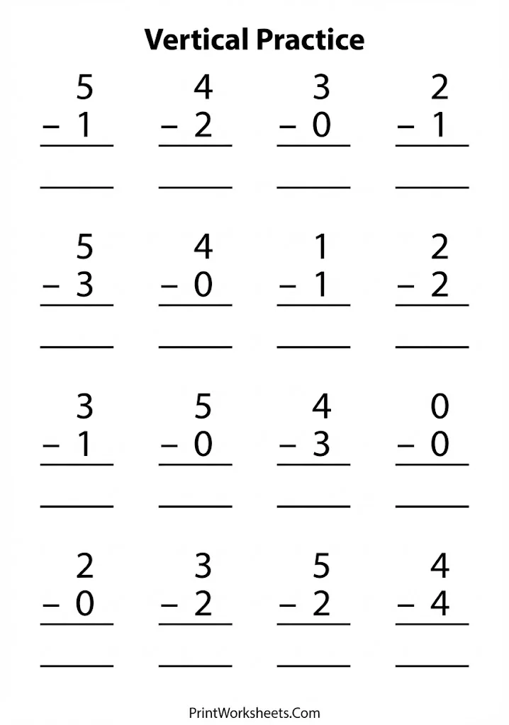 Subtraction within 5 Standard Practice