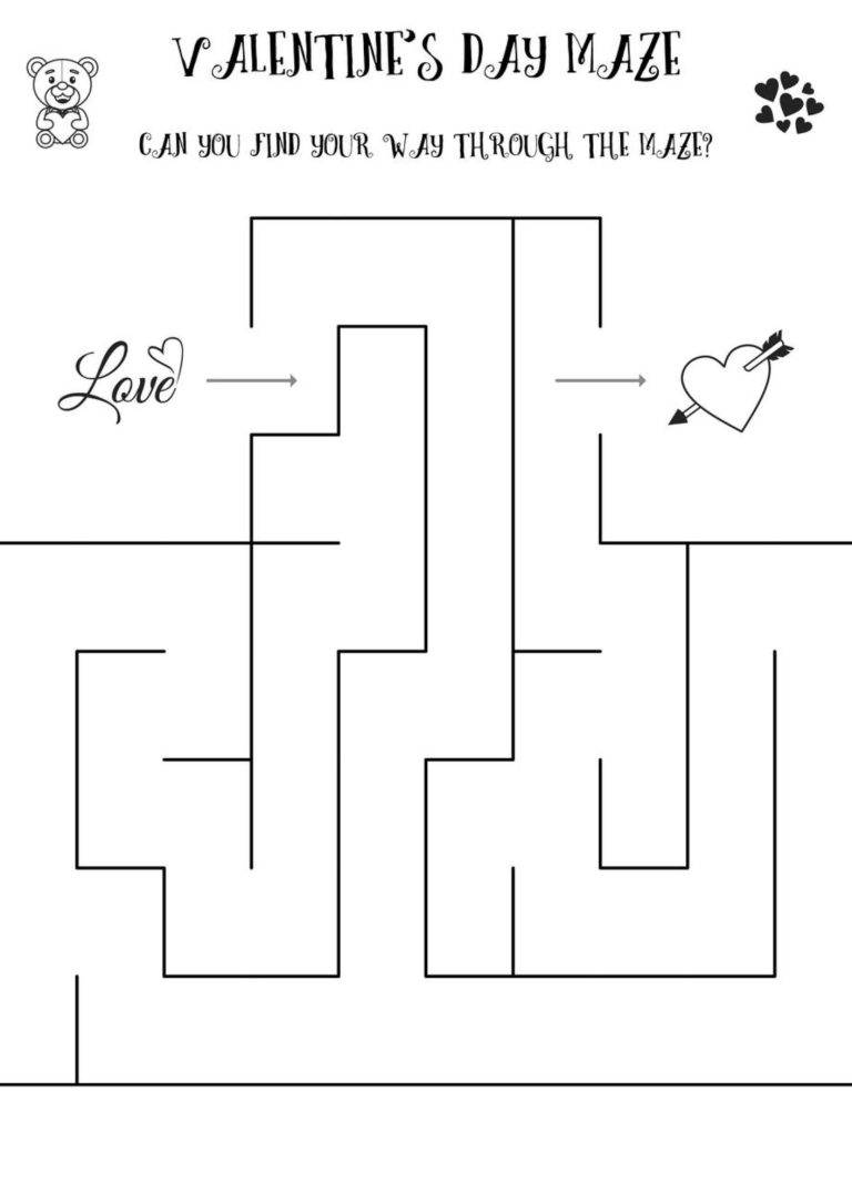 Letter recognition maze worksheet connecting A to Z inside a heart