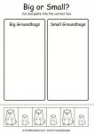 Big and small size sorting cut and paste worksheet