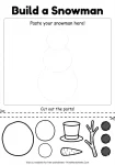 Build a snowman cut and paste worksheet for kids.