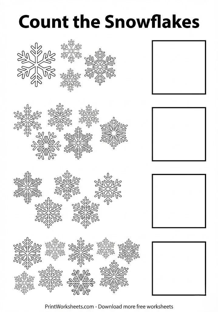 Winter counting worksheet count and write the number