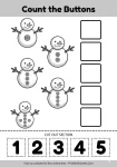 Count the buttons on the snowman cut and paste worksheet.