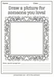 Blank Valentine's card template with borders for kids to draw and write