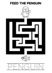 Easy penguin maze worksheet for preschool wide path