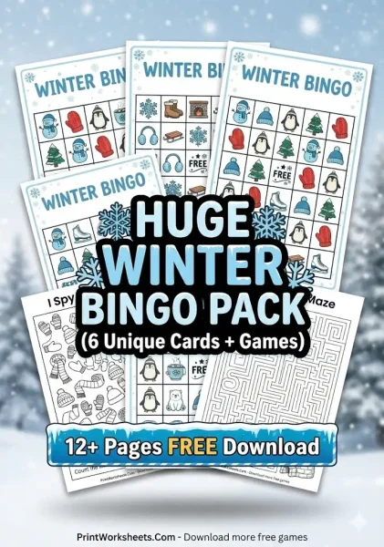 10+ Free Printable Winter Bingo Cards & Games (Classroom PDF)