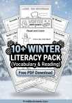 Huge stack of 10 free winter literacy and vocabulary worksheets preview
