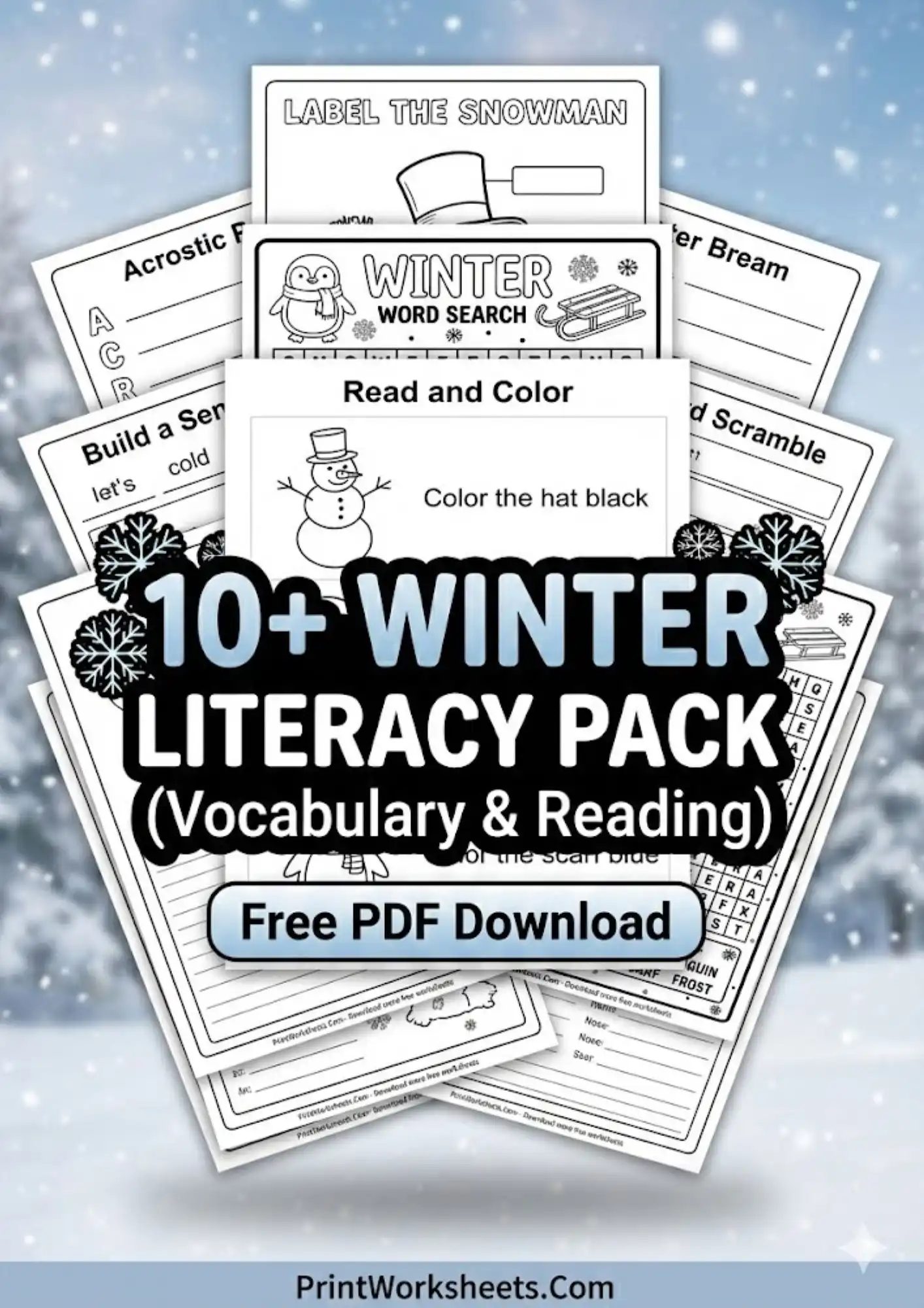 Winter Worksheets Worksheet - 10+ Free Winter Vocabulary Worksheets & Word Search (Literacy PDF) | Free Printable