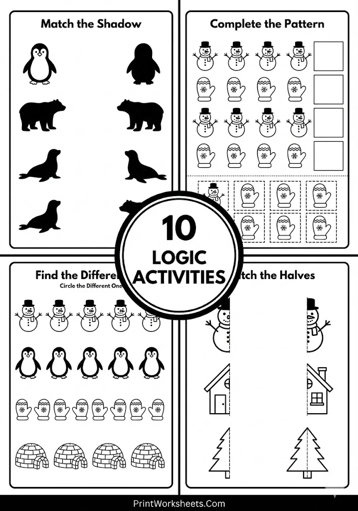 Winter Worksheets Worksheet - 10+ Free Winter Matching Worksheets & Logic Activities (Preschool PDF) | Free Printable