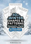 Free winter shapes and patterns worksheets geometry pack cover