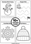 Free winter tracing worksheets preview 10 pages