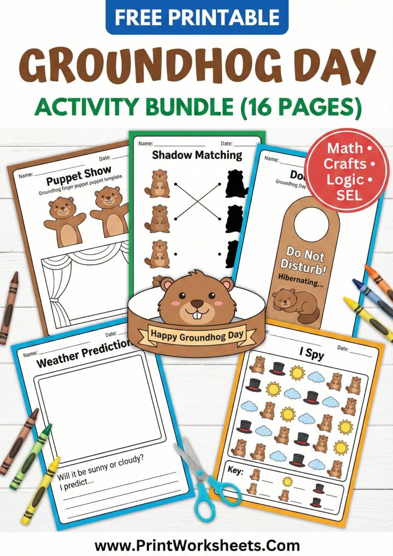 groundhog day activity worksheets for kids