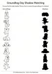 Free printable Groundhog Day shadow matching worksheet for preschool.