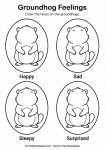 Drawing emotions worksheet on blank groundhog faces