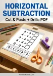 Horizontal subtraction worksheets within 5 featuring cut and paste activity cover image.