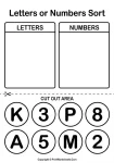 letter number sort template winter worksheet