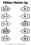 Winter mitten addition matching worksheet