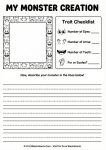 Creative writing prompt worksheet for first grade designing a friendly monster.