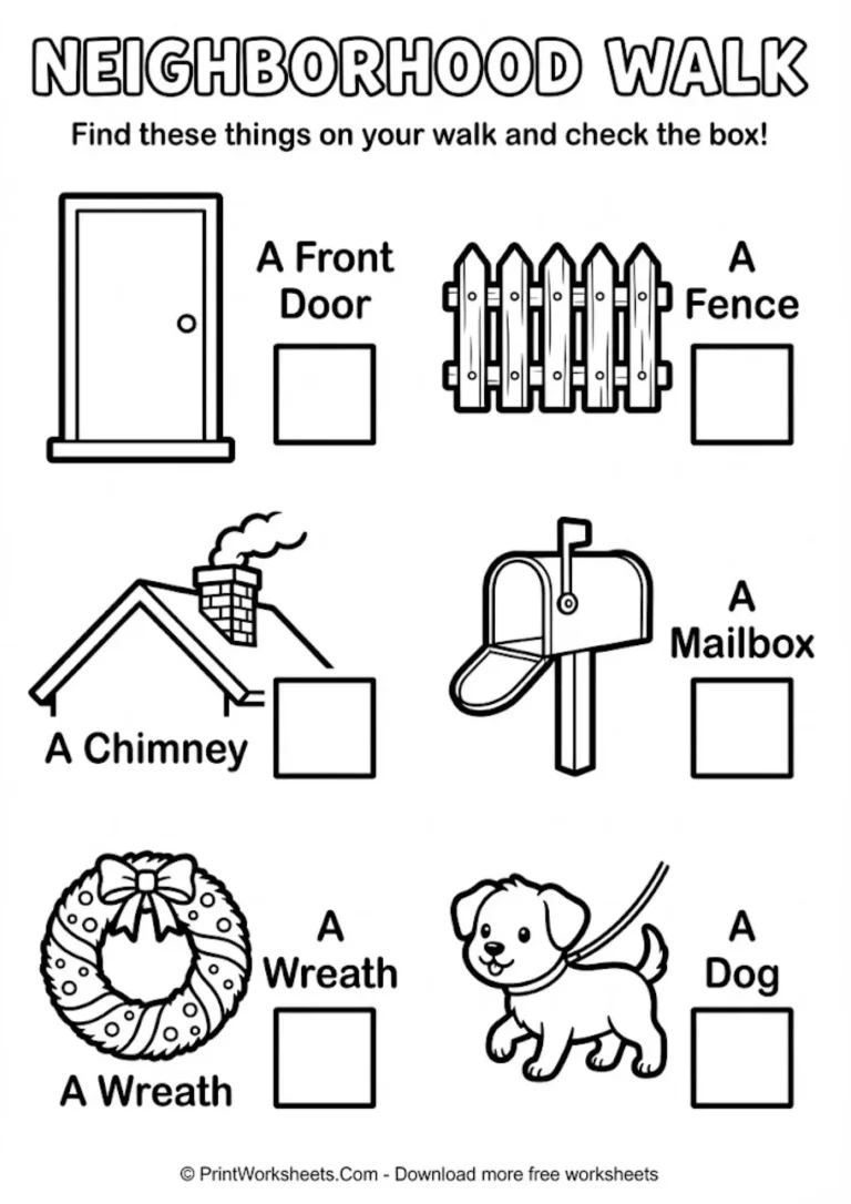 neighborhood-winter-walk-checklist_PrintWorksheets.Com Neighborhood walk scavenger hunt for kids