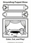 Free printable groundhog finger puppets and stage craft.