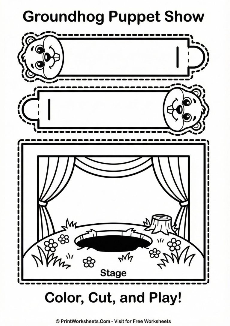 Free printable groundhog finger puppets and stage craft.