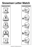 snowman letter matching worksheet