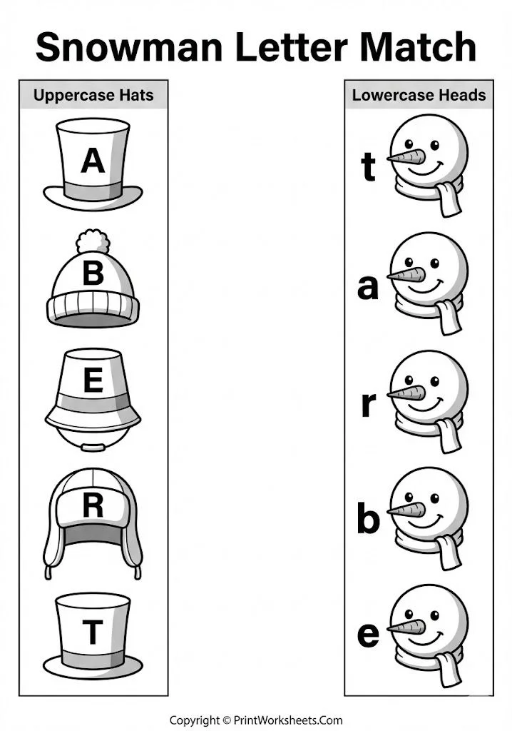 snowman-letter-matching-worksheet snowman letter matching worksheet