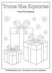 Trace the square shapes gift box worksheet