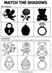 valentine days shadow matching game printable