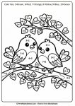 Blank love birds +1 and +2 addition worksheet, Valentine theme for 1st grade