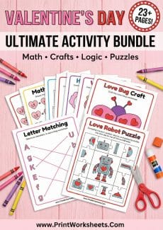 Holiday Worksheets Worksheet - Custom-Designed Valentine’s Day Coloring Pages in PDF and Printable Format | Free Printable