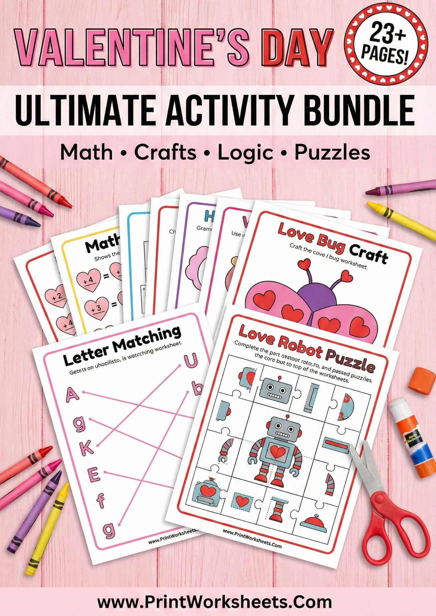 Valentine's Day Worksheets Worksheet - Custom-Designed Valentine’s Day Coloring Pages in PDF and Printable Format | Free Printable