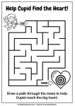 Simple Valentine's Day maze printable designed for kindergarten students to solve.