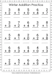 Printable vertical winter addition drills worksheet