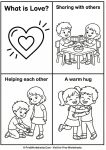 A foldable mini-book worksheet about kindness and sharing for Valentine's Day.