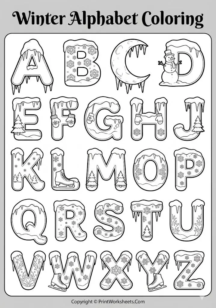 winter-alphabet-coloring-page winter alphabet coloring page worksheet