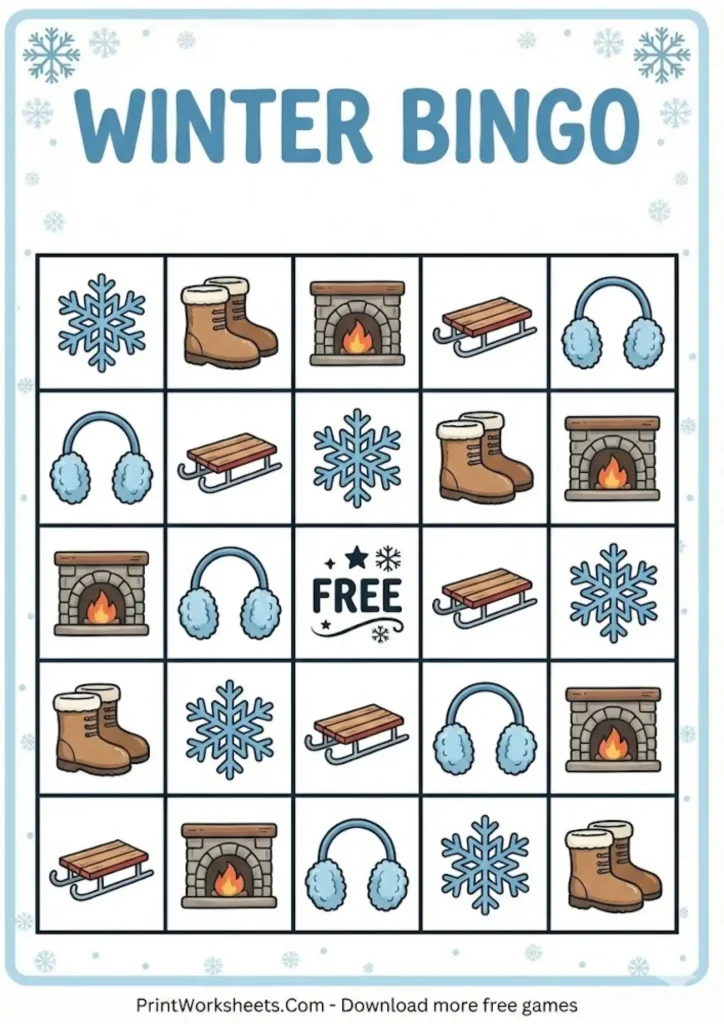 Winter bingo game board variation 3