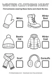 Winter clothing vocabulary scavenger hunt worksheet