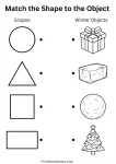 Real world shapes matching winter worksheet
