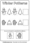 AB pattern cut and paste winter worksheet