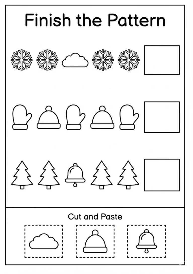 Advanced winter patterns cut and paste activity
