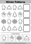 Winter patterns cut and paste activity for kindergarten.