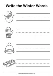 winter picture writing words worksheet